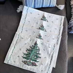 Spode Christmas Tree PLACEMATS 13" x 19" Fabric set of 4 Cloth